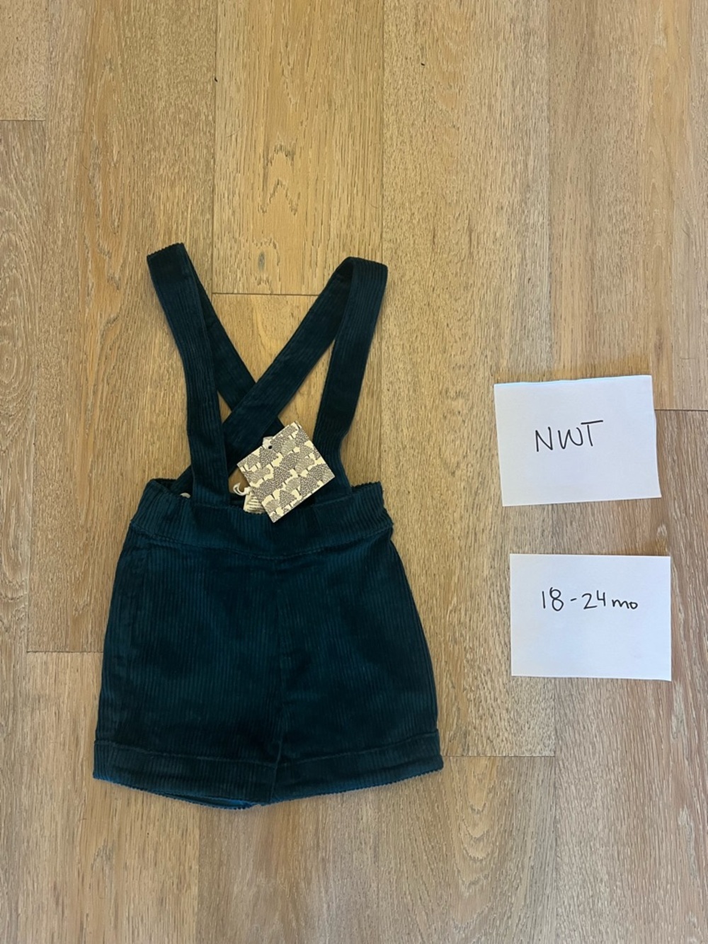 kate quinn Teal Corduroy Suspender Shorts